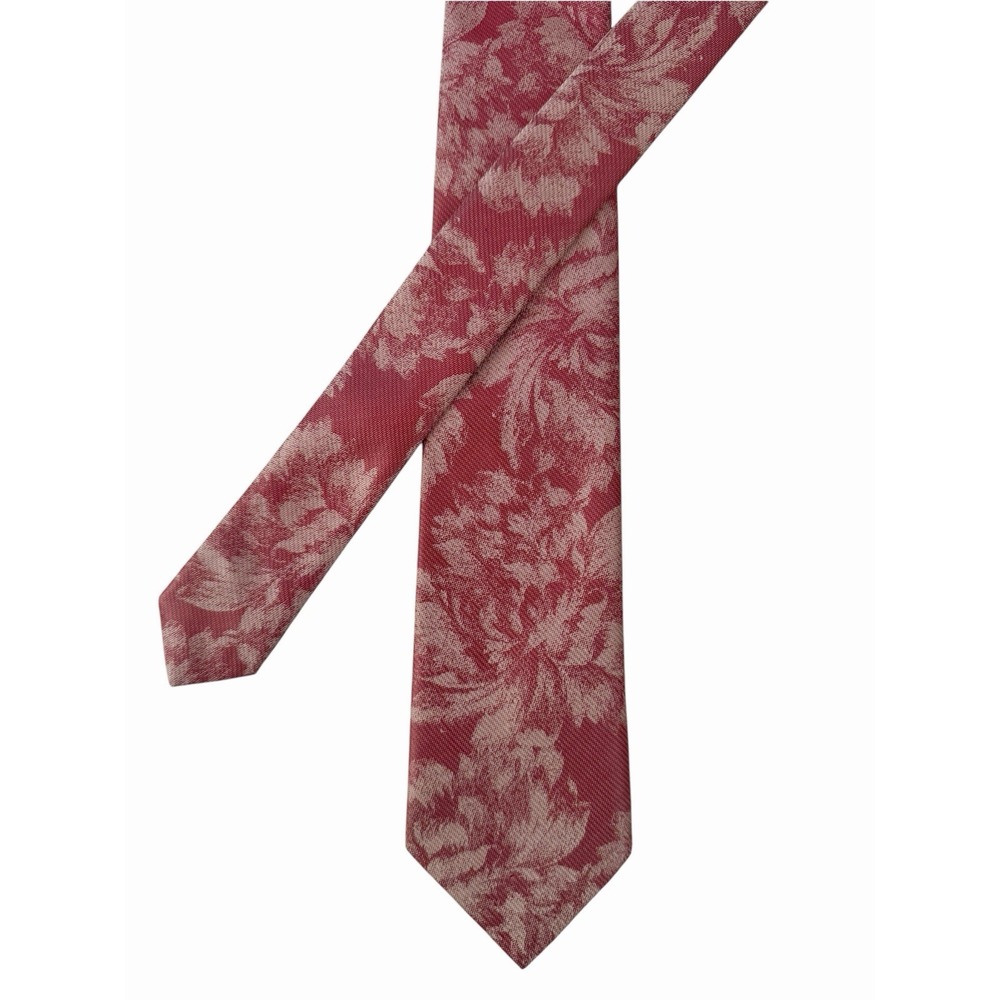 Vintage Givenchy John Webster Tie Floral Damask Jacquard Pink Rose Red Old Money